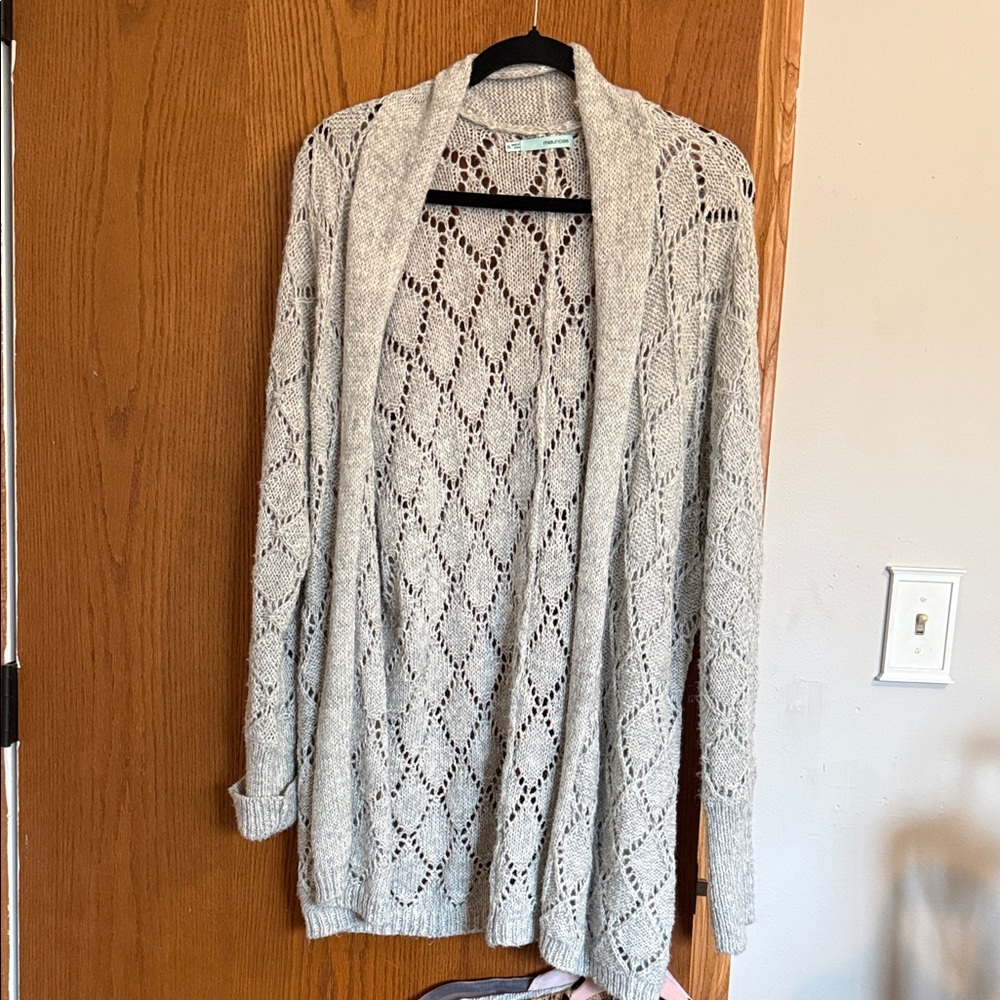Maurices Light Gray Open-Knit Cardigan
